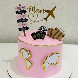 Topo de Bolo Viagem Studio para festa de aniversário e decoração temática