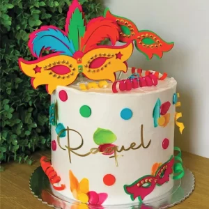 Máscara de Carnaval para Topo de Bolo, arquivo digital para festa temática