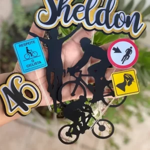 Tema Topo de Bolo Bicicleta Studio para festa de aniversário e decoração temática