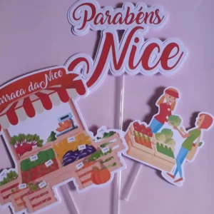 Tema Topo de Bolo Feirante Studio para festas criativas