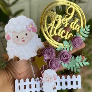 Tema Topo de Bolo Ovelha Studio para festa de aniversário e decoração temática