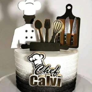 Topo de Bolo Chefe de Cozinha Studio para festa de aniversário e decoração temática