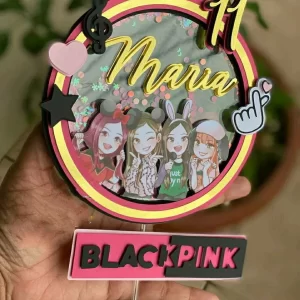 Topo de Bolo Black Pink Studio para festa de aniversário e decoração temática
