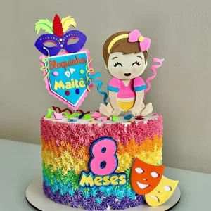 Topo de Bolo Carnaval Feminino Studio para festa de aniversário e decoração temática