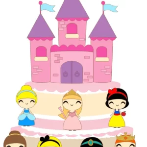 Topo de Bolo Castelo Princesas Studio para festa de aniversário e decoração temática