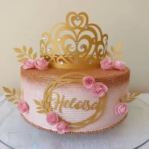 Topo de Bolo Coroa Studio para festa de aniversário e decoração temática