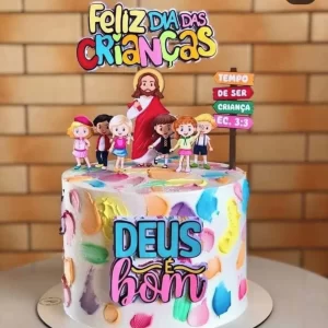 Topo de Bolo Deus é Bom Studio para festa de aniversário e decoração temática