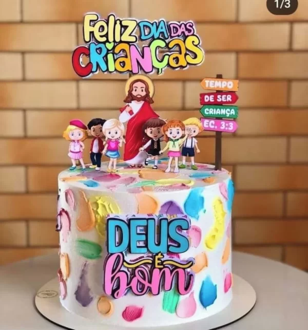 Topo de Bolo Deus e Bom Studio
