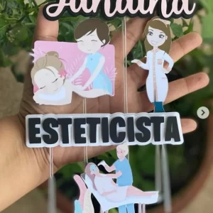 Topo de Bolo Esteticista Studio para festa de aniversário e decoração temática