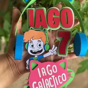 Topo de Bolo Gato Galáctico Studio para festa de aniversário e decoração temática