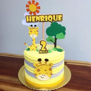 Topo de Bolo Girafa Studio para festa de aniversário e decoração temática