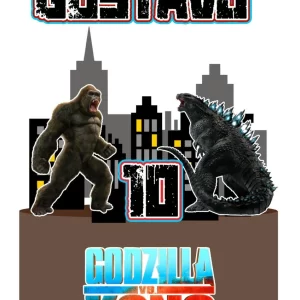 Topo de Bolo Godzilla Studio para festa de aniversário e decoração temática