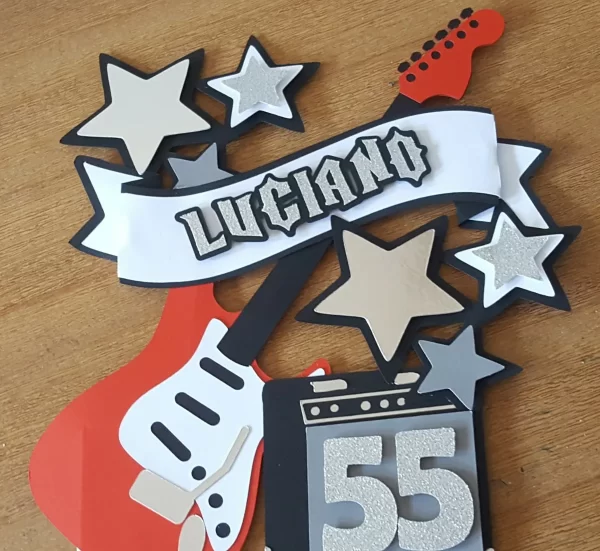 Topo de Bolo Guitarra Para Imprimir