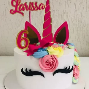 Topo de Bolo Infantil Unicórnio Studio para festa infantil temática