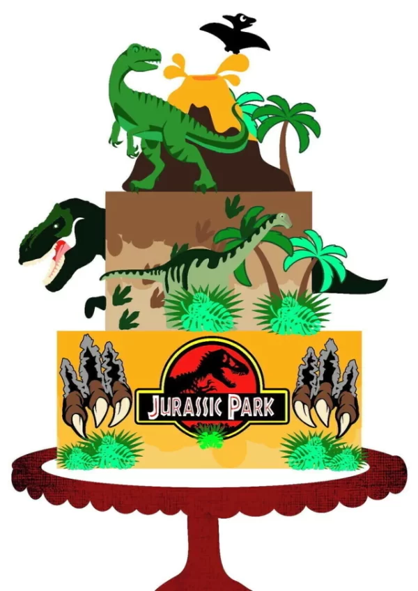 Topo de Bolo Jurassic Park Para Imprimir