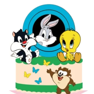 Topo de Bolo Looney Tunes Studio para festa infantil temática
