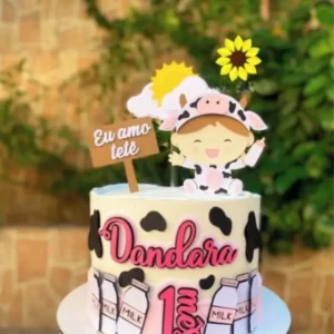 Topo de Bolo Mesversário Vaquinha Studio para festa de aniversário e decoração temática