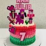 Topo de Bolo Minecraft Feminino Studio