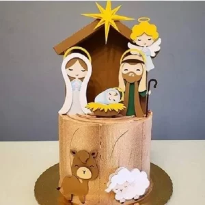 Topo de Bolo Natal Presépio Studio para festa de aniversário e decoração temática