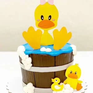 Topo de Bolo Patinho Colorido Studio para festa infantil temática