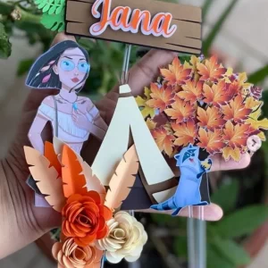 Topo de Bolo Pocahontas Studio para festa de aniversário e decoração temática