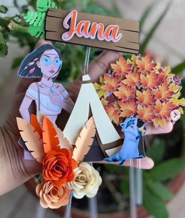 Topo de Bolo Pocahontas Studio