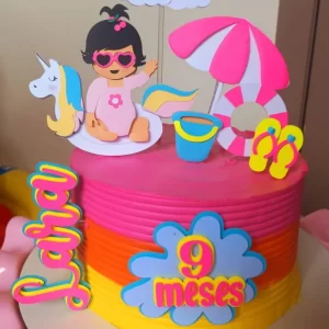 Topo de Bolo Pool Party Feminino Studio para festa infantil