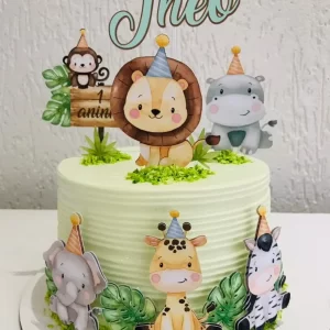 Topo de Bolo Safari Aquarelado Studio para festa de aniversário e decoração temática
