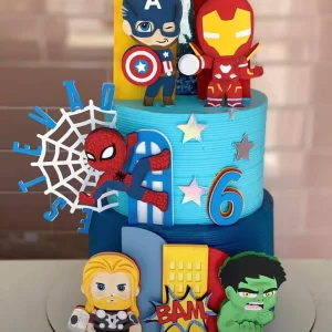 Topo de Bolo Super Heróis Studio para festa de aniversário e decoração temática