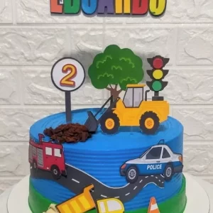 Topo de Bolo Tema Construção Studio para festa infantil temática