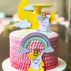 Topo de Bolo Tema Unicórnio Studio para festa infantil temática