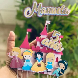 Topo de Bolo Princesas Disney Studio para festa de aniversário e decoração temática