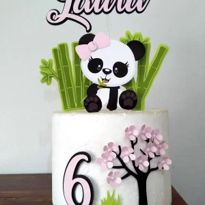 Topo de Bolo do Panda Rosa Studio para festa infantil temática