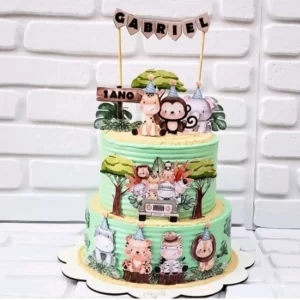 Topo de Bolo Safari Masculino Studio para festa de aniversário e decoração temática