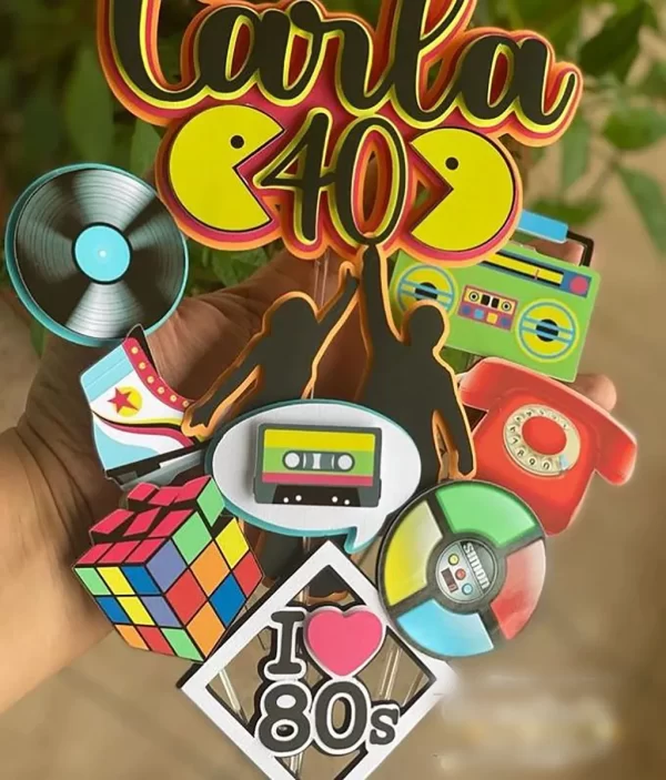Topper de Bolo Anos 80 Para Imprimir Studio