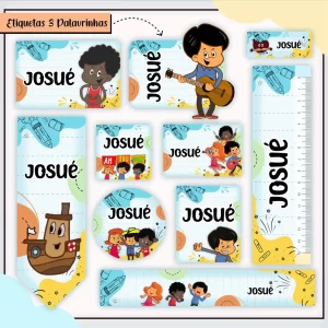Arquivo Volta às Aulas Etiqueta 3 Palavrinhas – etiquetas escolares com personagens do 3 Palavrinhas para identificar materiais com alegria e fé.
