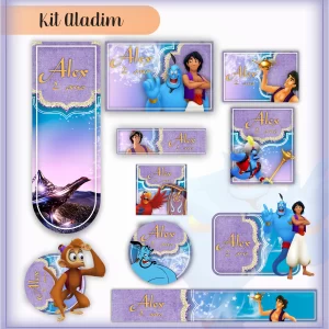 Volta às Aulas Etiqueta Escolar Aladim para imprimir – etiquetas escolares personalizadas com o personagem Aladim.