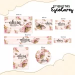 Volta as Aulas Etiqueta Escolar Borboletas