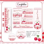 Volta as Aulas Etiqueta Escolar Cereja