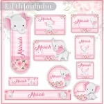 Volta as Aulas Etiqueta Escolar Elefante