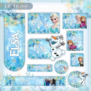 Volta às Aulas Etiqueta Escolar Elsa para imprimir – etiquetas escolares personalizadas com a personagem Elsa do Frozen.