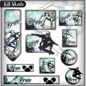 Volta às Aulas Etiqueta Escolar Skate para imprimir – etiquetas escolares personalizadas com tema de skate.