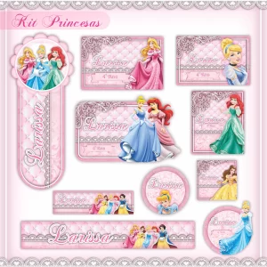 Volta às Aulas Etiqueta Escolar de Princesa para imprimir – etiquetas escolares com tema de princesas.