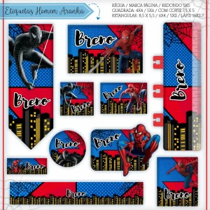 Volta às Aulas Etiqueta do Homem-Aranha para imprimir – etiquetas escolares personalizadas com o herói Homem-Aranha.
