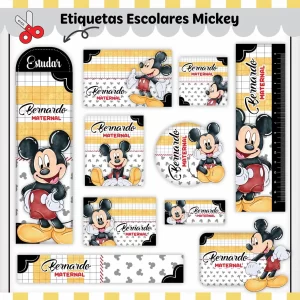 Volta às Aulas Etiqueta do Mickey para imprimir – etiquetas escolares personalizadas com o personagem Mickey Mouse.