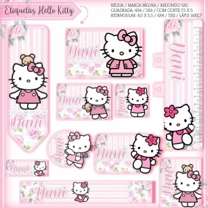 Volta às Aulas Etiquetas da Hello Kitty – etiquetas escolares com a personagem Hello Kitty para personalizar materiais com fofura e cores suaves.