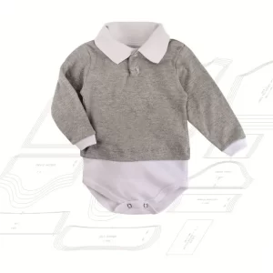Molde Body Unissex Bebê Gola e Manga