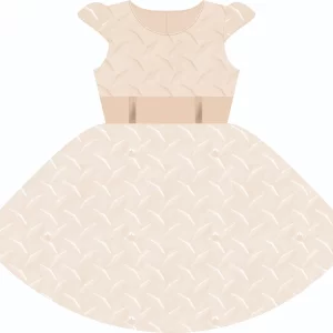 Molde de vestido infantil com saia godê para imprimir, ideal para costura e modelagem de roupas de festa.