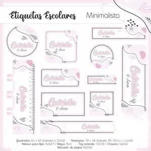 Arquivo Etiqueta Escolar Minimalista para imprimir – etiquetas escolares para material personalizadas com estilo minimalista.
