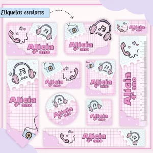 Arquivo Etiquetas Escolares para Menina para imprimir – etiquetas escolares femininas e delicadas para organizar materiais.